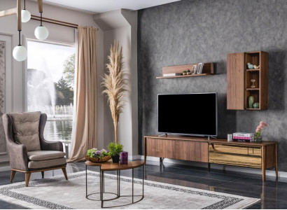 TV-cabinet Lowboard Living room Set tv stand Sideboard Shelves Wall unit Modern Wood new